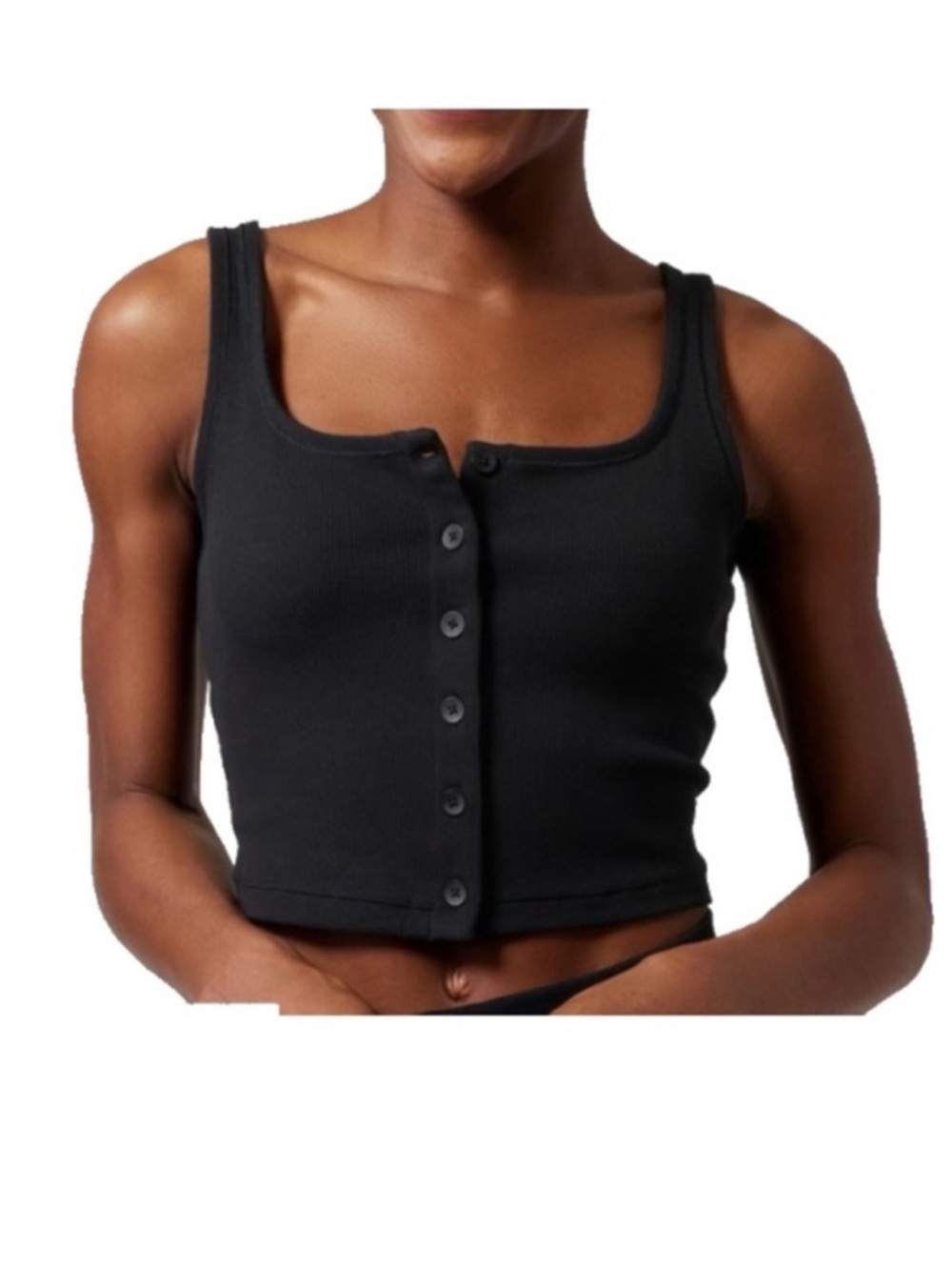 ATHLETA Black Half Moon Cropped Tank